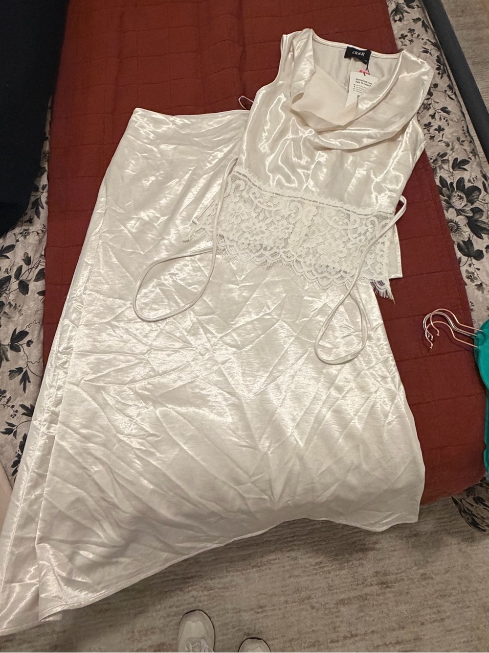 Cider Ivory Satin Lace Chemise Slip